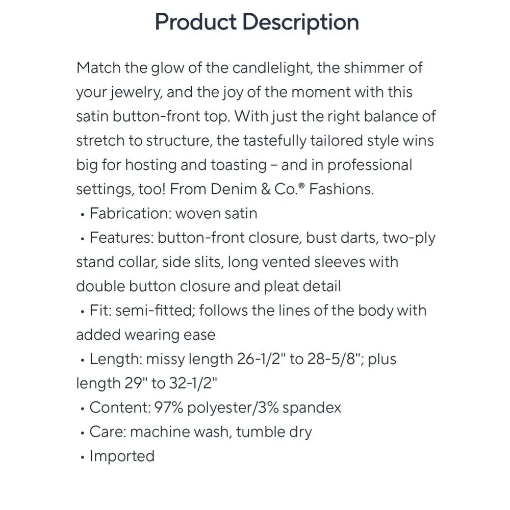 Denim&Co product description